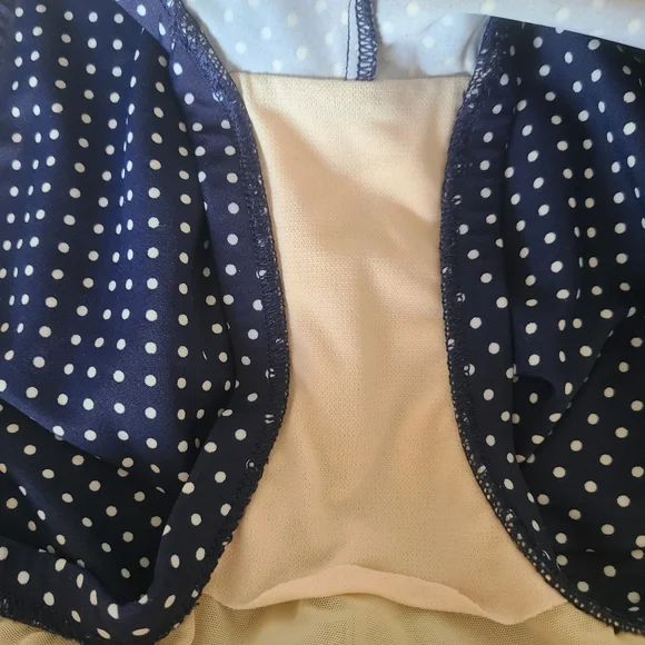 maxine of hollywood polka dot one piece ruched swimsuit blue size 14 - Picture 4 of 6
